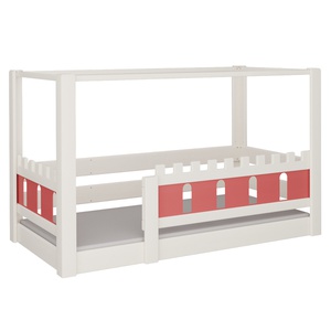 Himmelbett Burg DELUXE de Breuyn geweißt-rot