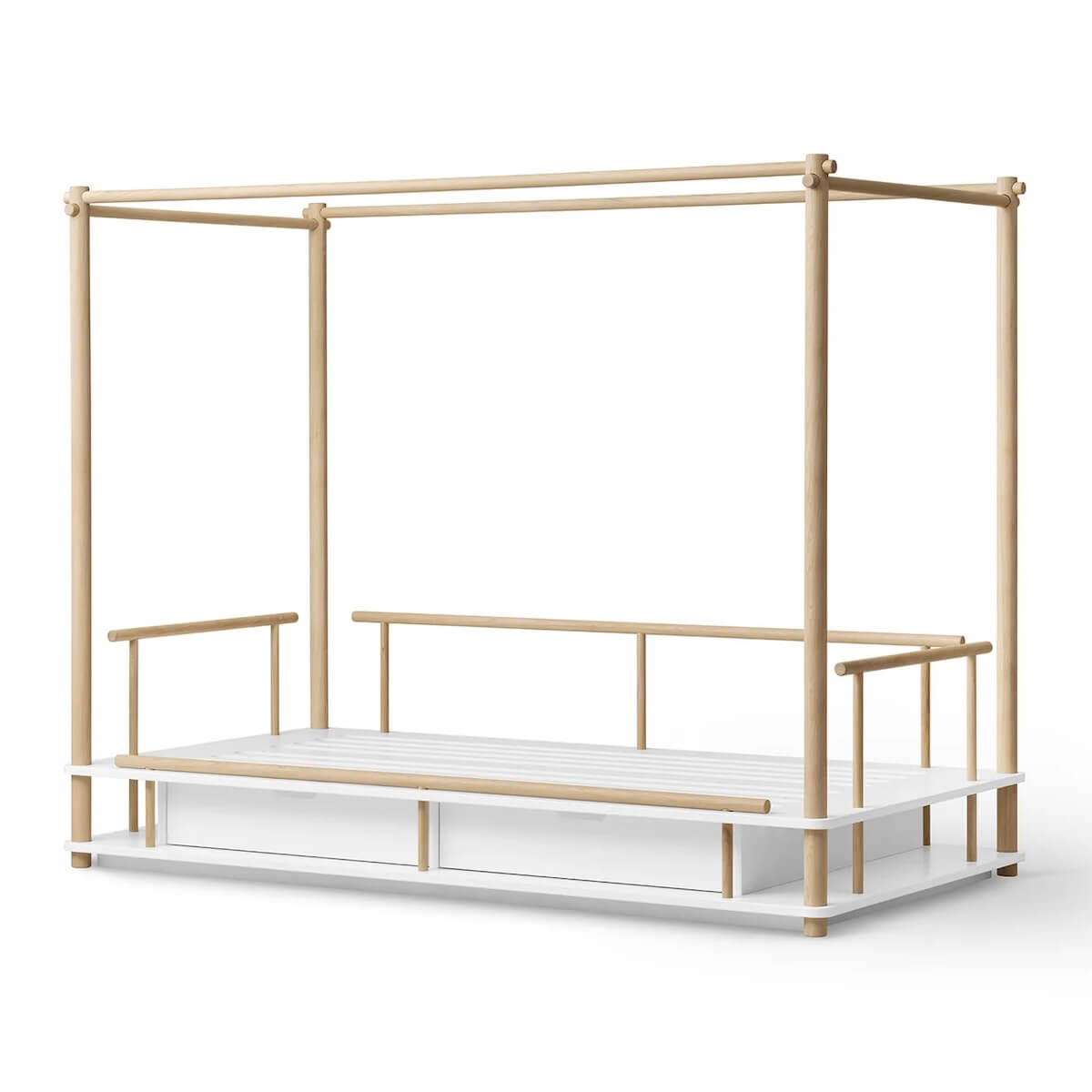 Himmelbett CAMP 90x180cm weiß/Eiche Oliver Furniture