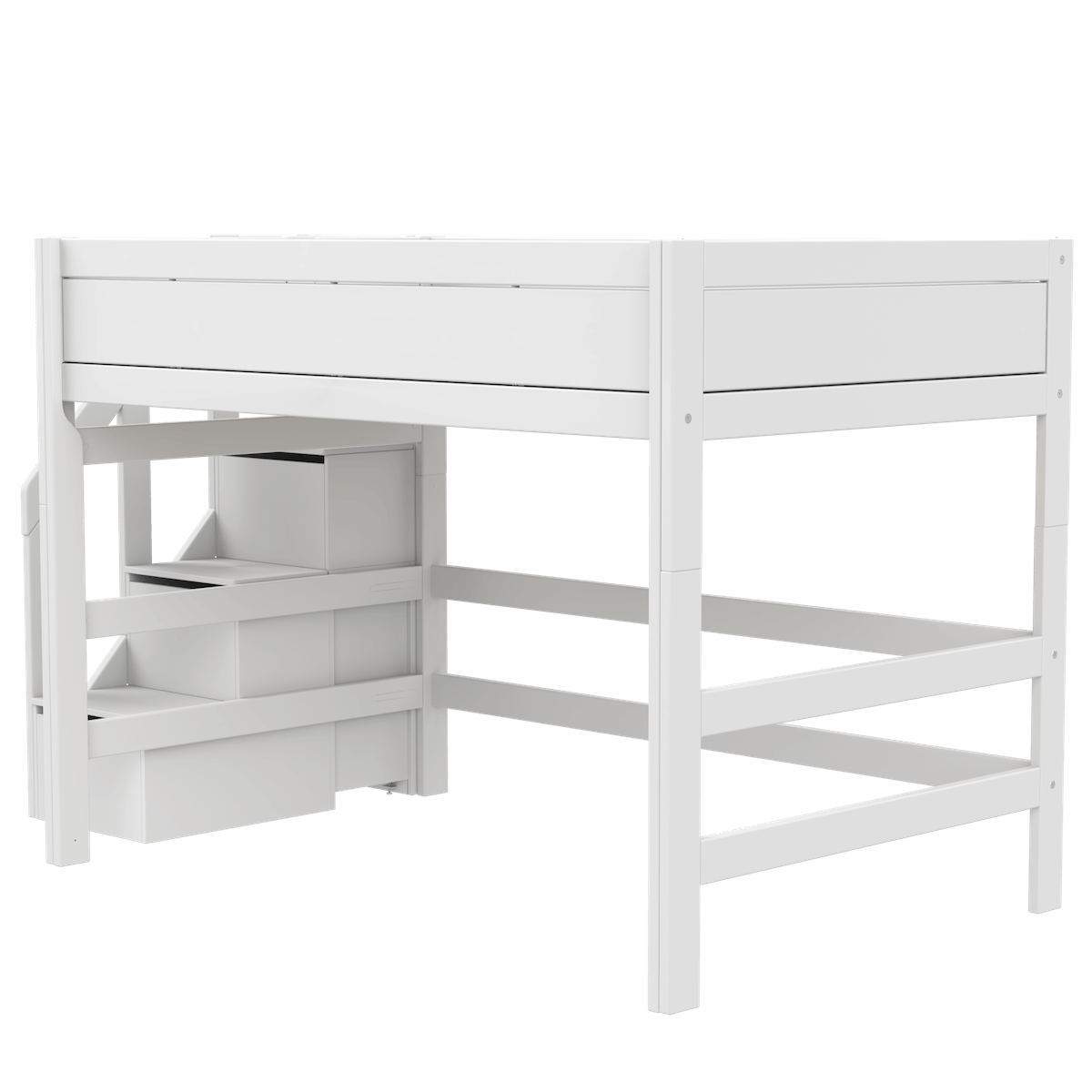 Hochbett 120x200x152cm Treppe DELUXE Lifetime white