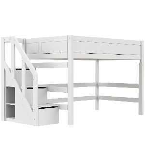 Hochbett 120x200x152cm Treppe DELUXE Lifetime white