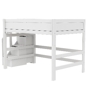 Hochbett 120x200x152cm Treppe DELUXE Lifetime white