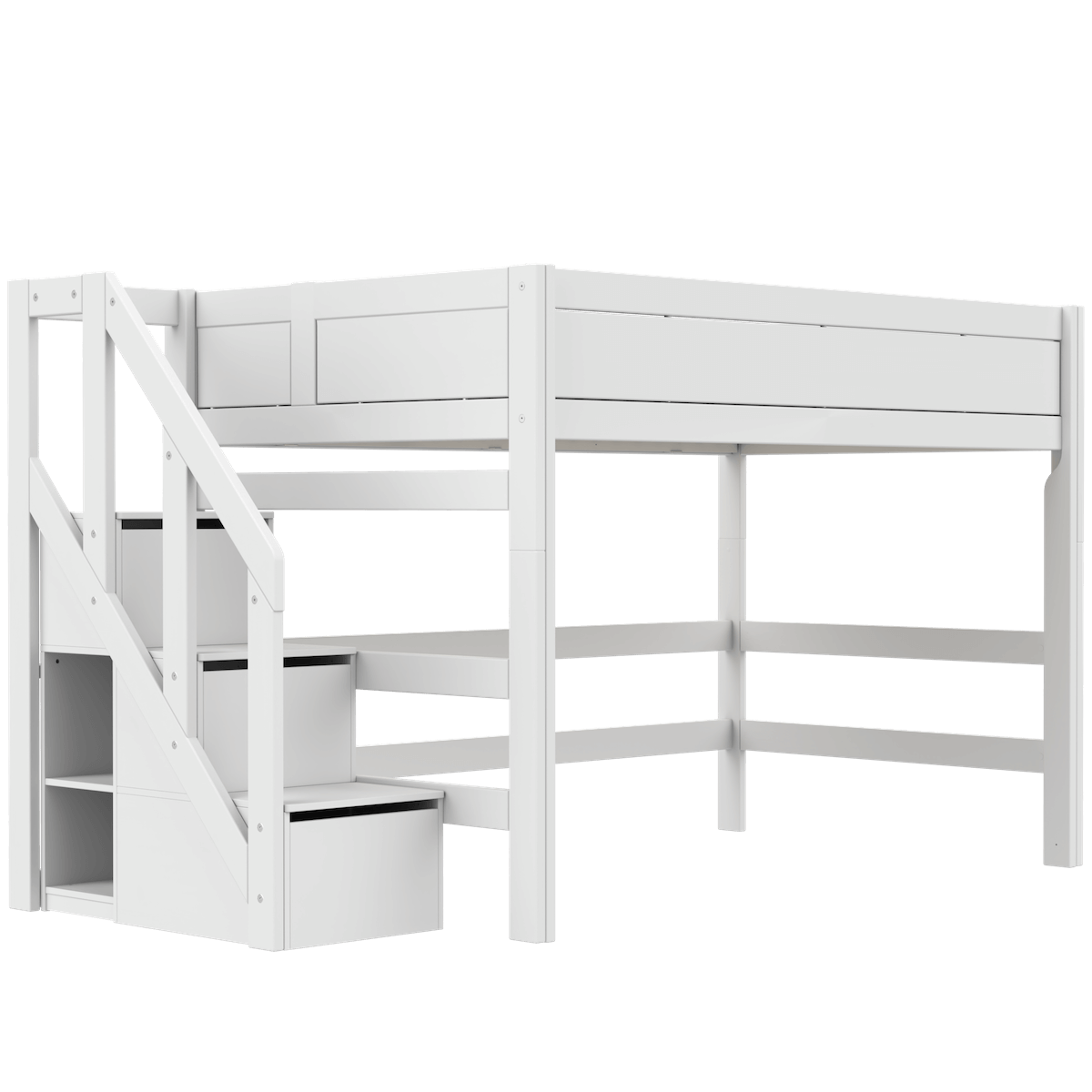 Hochbett 120x200x152cm Treppe PREMIUM Lifetime white