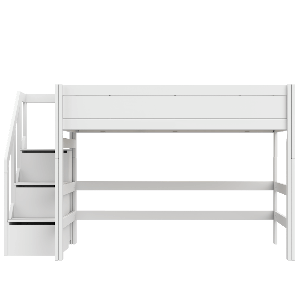 Hochbett 120x200x152cm Treppe PREMIUM Lifetime white