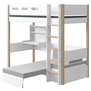 Hochbett 200x90cm casa Click-On Schreibtisch NOR Flexa Eiche-weiß