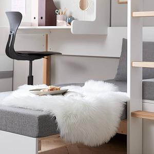 Hochbett 200x90cm casa Click-On Schreibtisch NOR Flexa Eiche-weiß