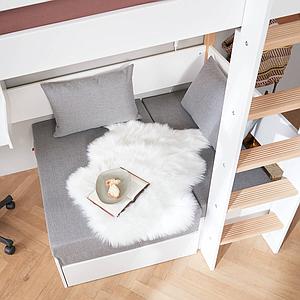 Hochbett 200x90cm casa Click-On Schreibtisch NOR Flexa Eiche-weiß