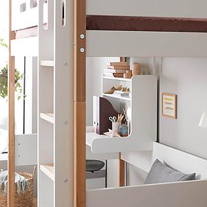 Hochbett 200x90cm casa Click-On Schreibtisch NOR Flexa Eiche-weiß