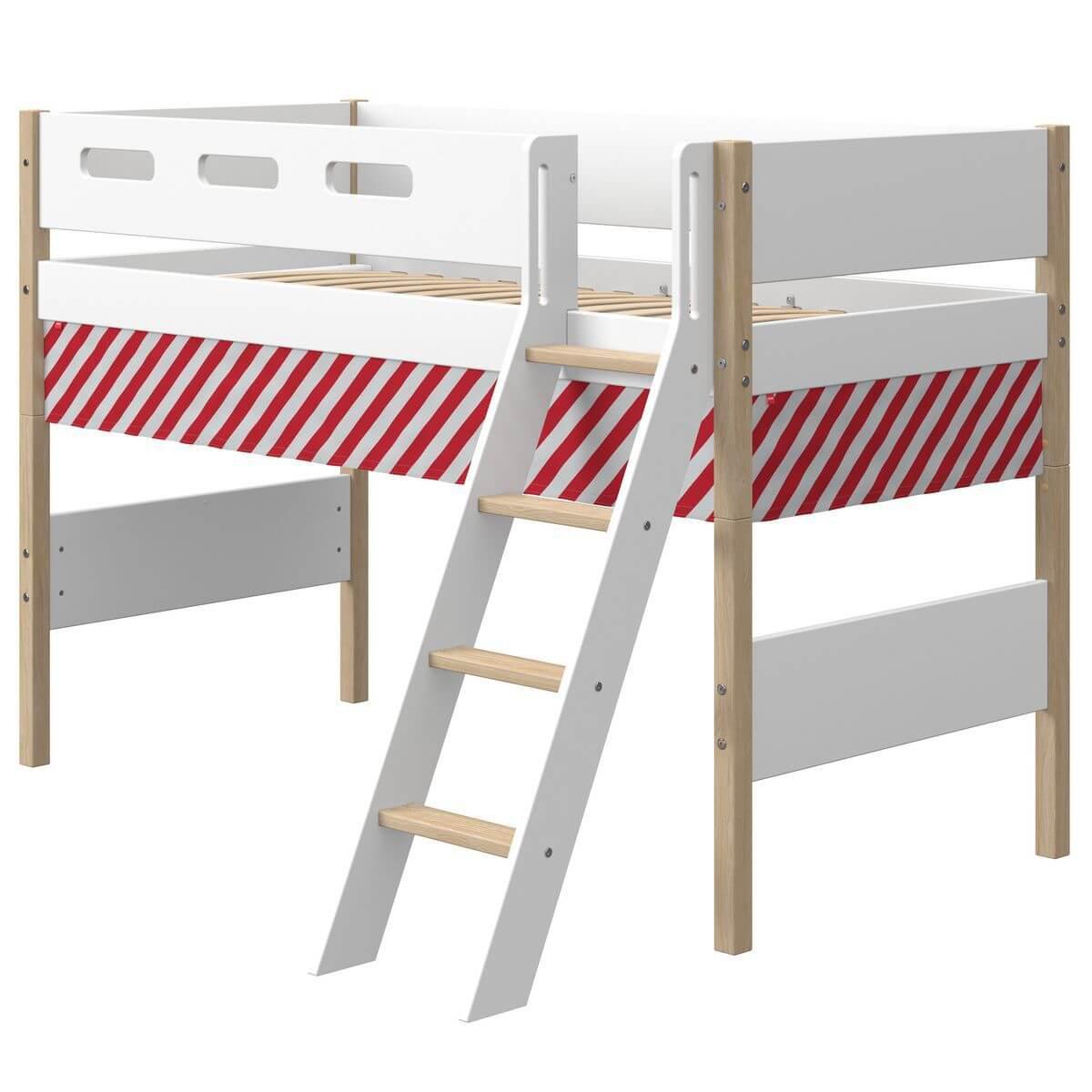 Hochbett 200x90cm geneigte Leiter NOR Flexa Eiche-weiß