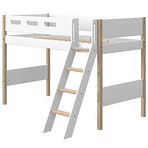 Hochbett 200x90cm geneigte Leiter NOR Flexa Eiche-weiß