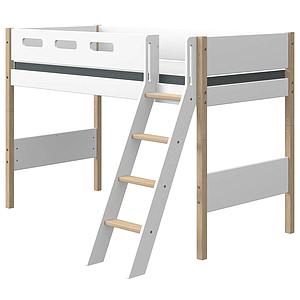 Hochbett 200x90cm geneigte Leiter NOR Flexa Eiche-weiß