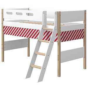 Hochbett 200x90cm geneigte Leiter NOR Flexa Eiche-weiß