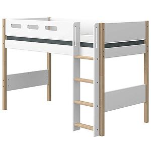 Hochbett 200x90cm gerade Leiter  NOR Flexa Eiche-weiß