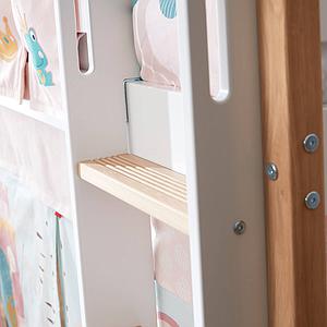 Hochbett 200x90cm gerade Leiter  NOR Flexa Eiche-weiß