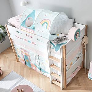 Hochbett 200x90cm gerade Leiter  NOR Flexa Eiche-weiß