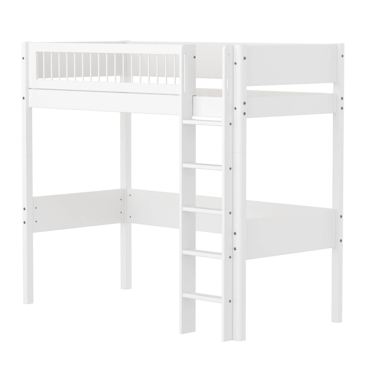 Hochbett 90x200cm WHITE Flexa Legs F.Wht.  Schiene F.Wht.