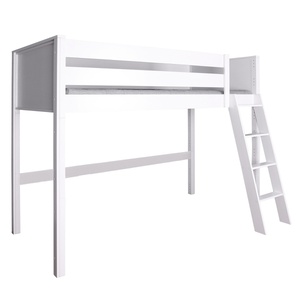 Hochbett 90x200x165cm Schrägleiter KASVA Buche massiv weiß-lackiert