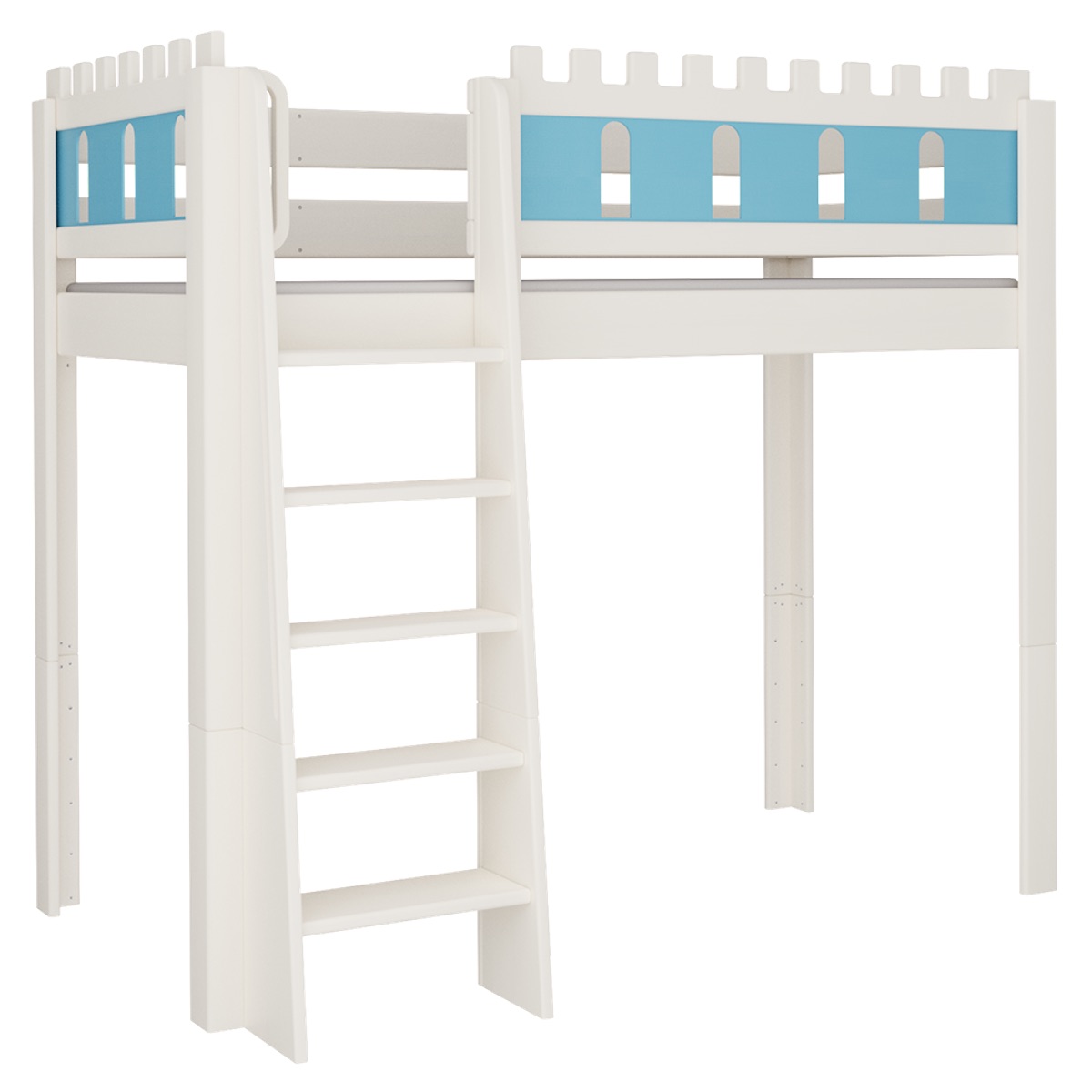 Hochbett Burg DELUXE de Breuyn geweißt-blau