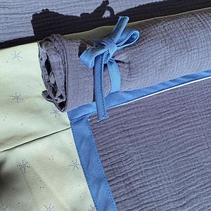 Hochbett-Dach hoch KASVA mit Textilien Bobble green-blue 