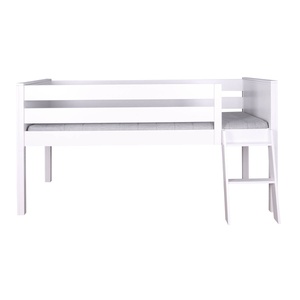 Hochbett halbhoch 90x200cm Schrägleiter KASVA Buche massiv weiß-lackiert