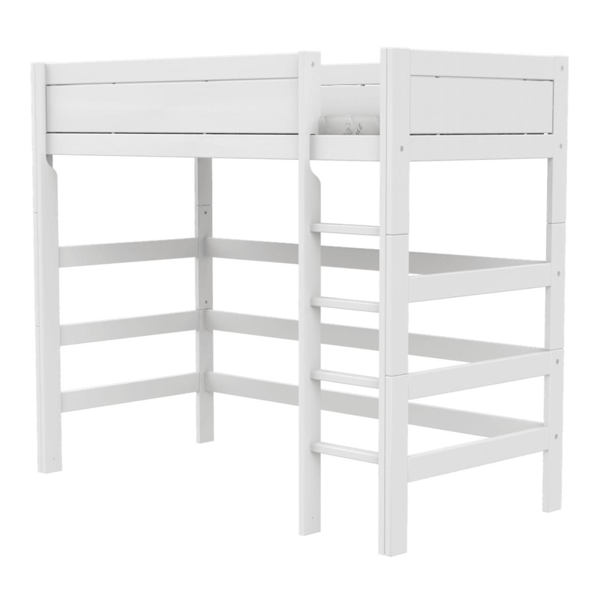 Hochbett mit gerader Leiter + Deluxe Lattenrost 90x200cm Lifetime weiß