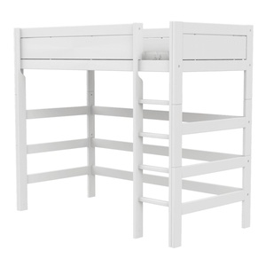 Hochbett mit gerader Leiter + Deluxe Lattenrost 90x200cm Lifetime weiß