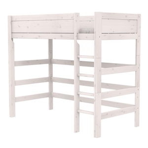 Hochbett mit gerader Leiter + Deluxe Lattenrost 90x200cm Lifetime whitewash