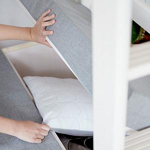 Hochbett mit integriertem Sofabett 90x200cm Hängeschreibtisch-gerader Leiter (ohne Matratze) CLASSIC Flexa whitewash