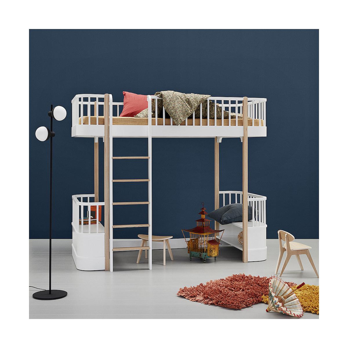 Hochbett mitwachsend 90x200cm WOOD ORIGINAL Oliver Furniture weiß-Eiche