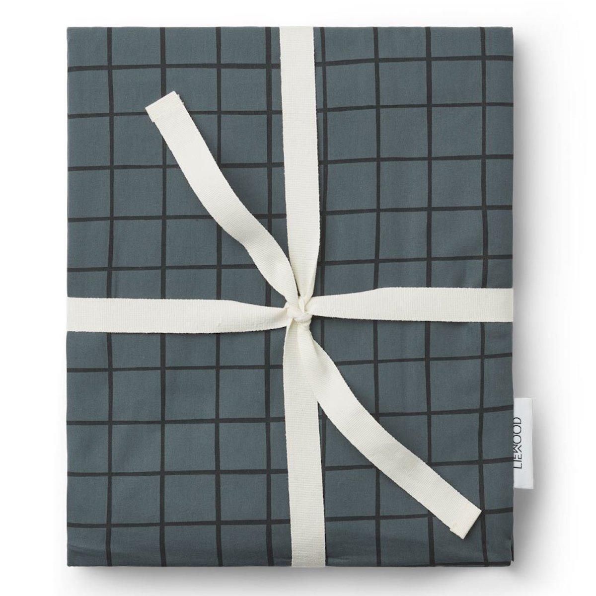 Housse de couette 100x140cm INGEBORG Liewood Check-whale blue