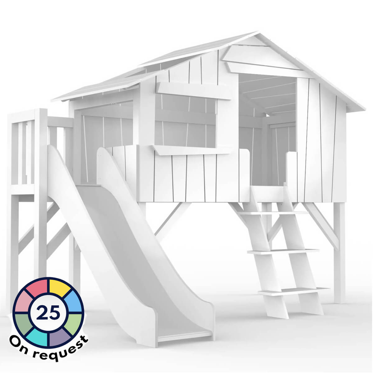 Hüttenbett Rutsche Plattform 90x190cm MDF Mathy by Bols weiß