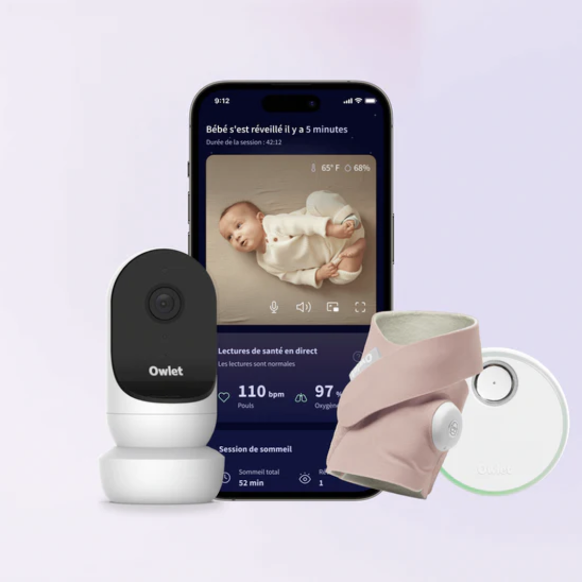 Intelligentes Babyüberwachungssystem DREAM SOCK & CAM 2 Bundle Owlet dusty rose