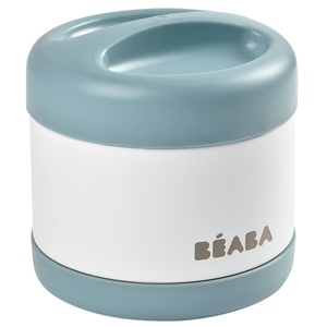 Isotherme Edelstahl-Portion 500ml Beaba baltisch blau-weiß