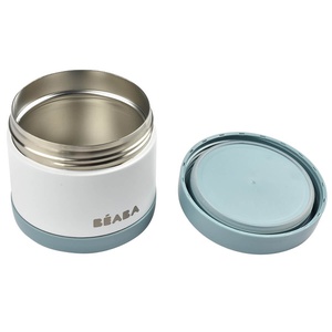 Isotherme Edelstahl-Portion 500ml Beaba baltisch blau-weiß