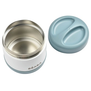 Isotherme Edelstahl-Portion 500ml Beaba baltisch blau-weiß