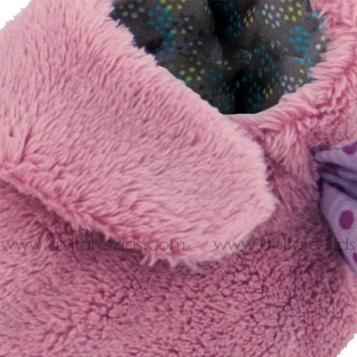 JOLIS PAS BEAUX by Moulin Roty Chaussons fourrure parme 0-6 mois