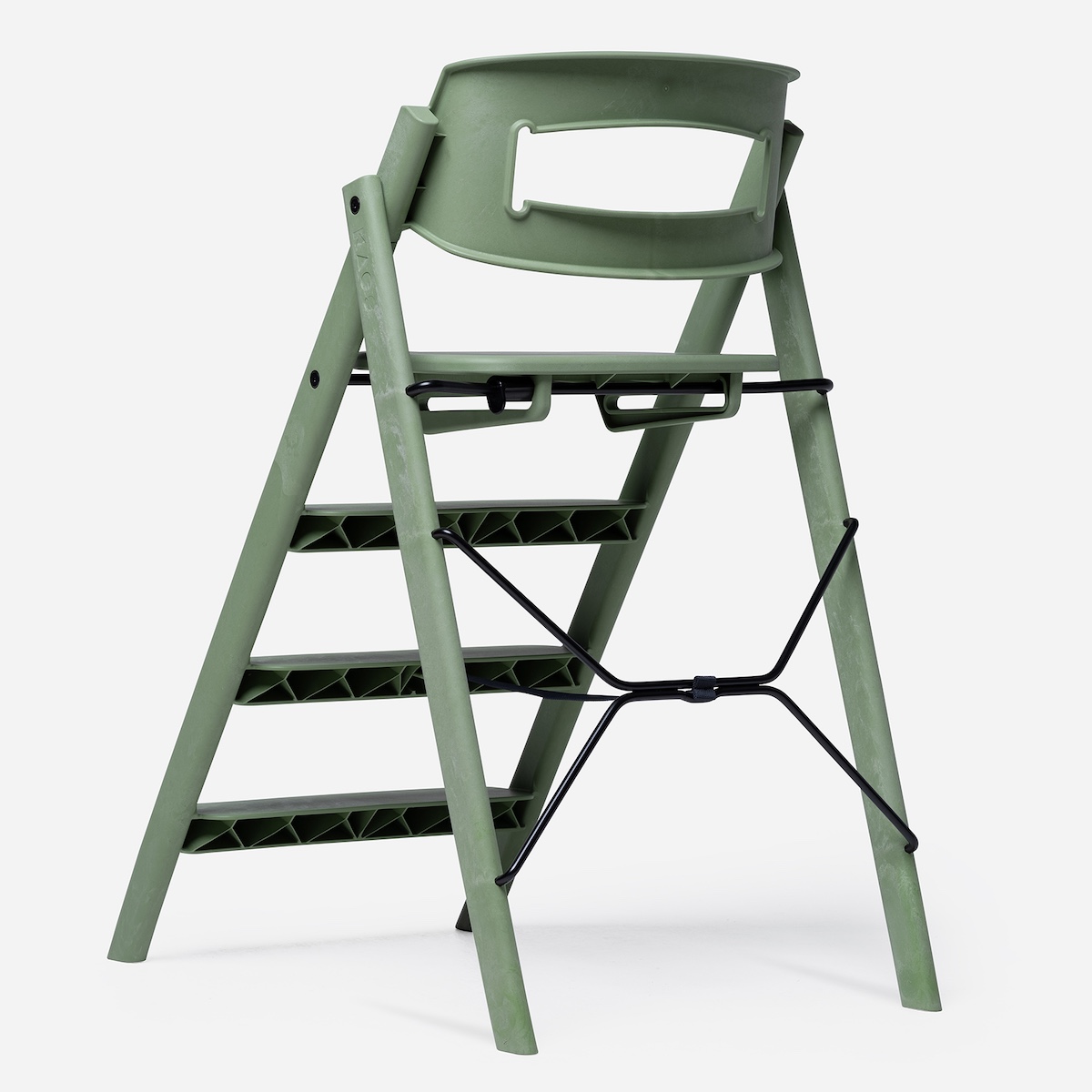 KAOS Klapp mineralgrüner Hochstuhl aus recyceltem Kunststoff