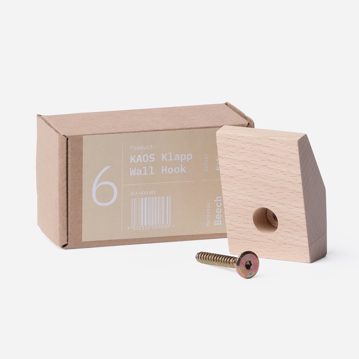 KAOS Klapp Wandhaken aus Naturbuche