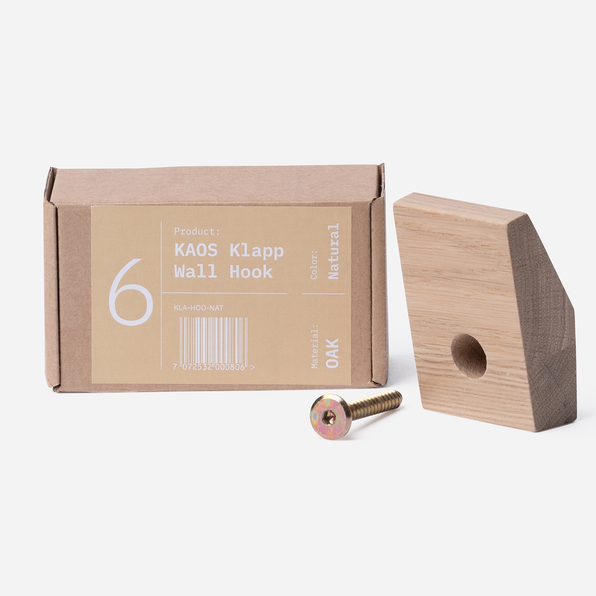 KAOS Klapp Wandhaken aus natürlicher Eiche