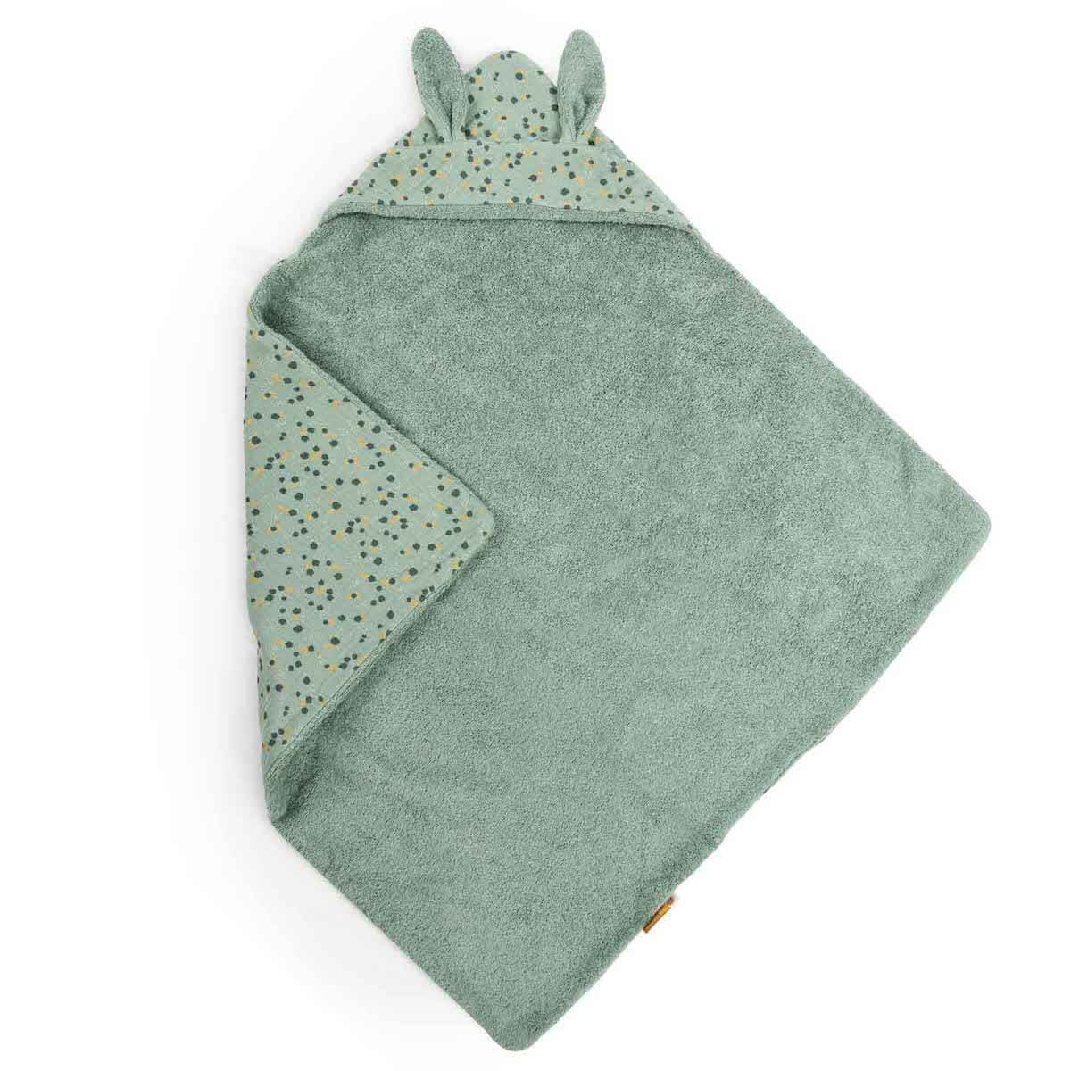 Kapuzenbadetuch TROIS PETITS LAPINS Moulin Roty Salbei