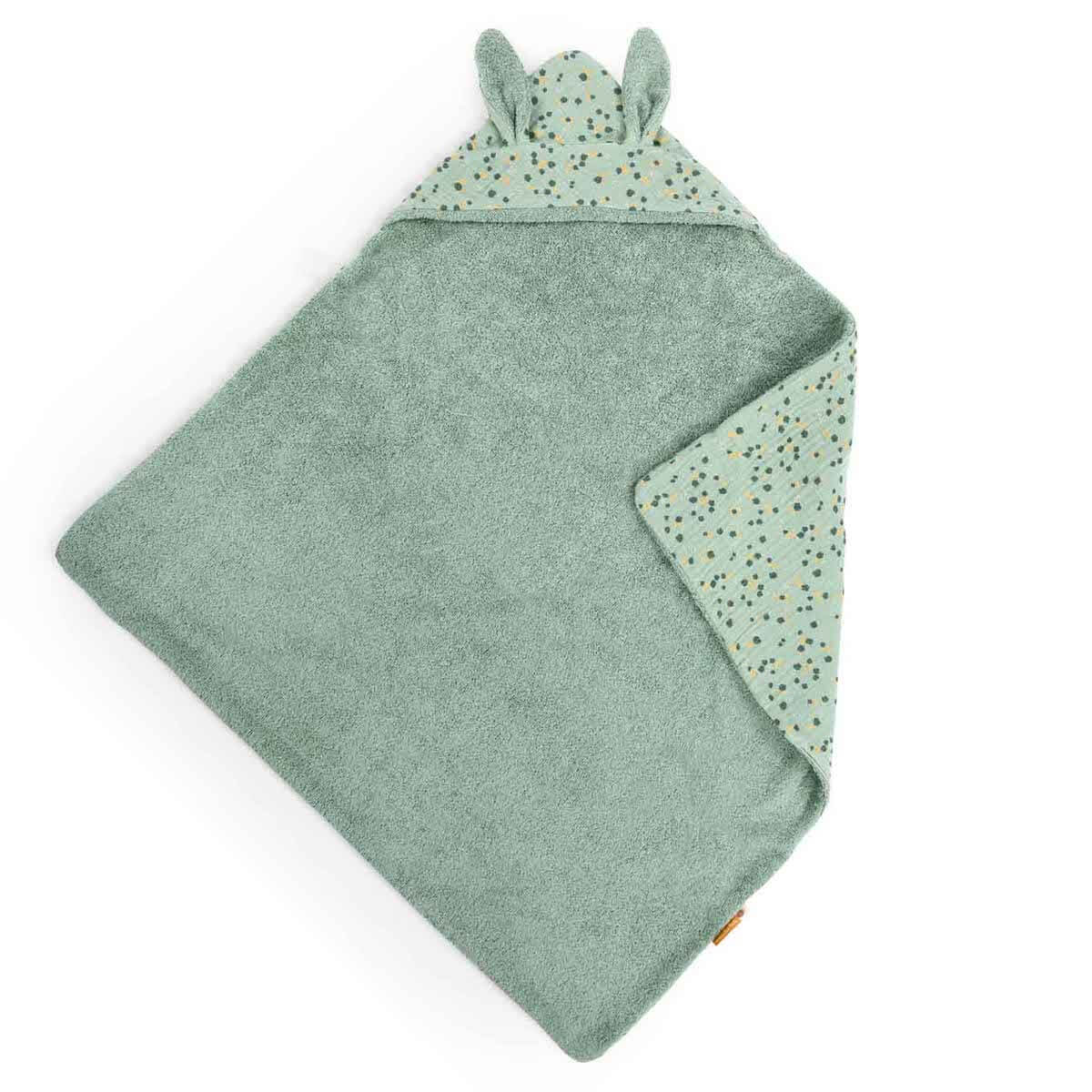 Kapuzenbadetuch TROIS PETITS LAPINS Moulin Roty Salbei