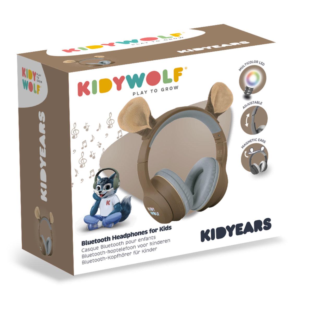 Kidyears Bluetooth headset with magnetic ears 85 dB mode space for SD card jack cable Kidywolf Bear