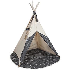 Kinder Tipi beige STARS grau