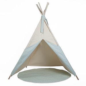 Kinder-Tipi beige STARS grün