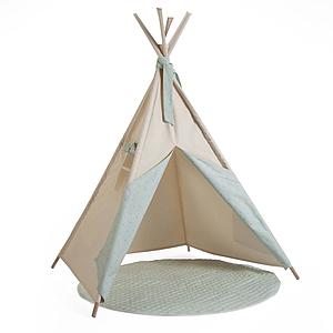 Kinder-Tipi beige STARS grün