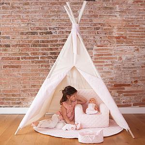 Kinder-Tipi beige STARS rosa