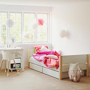 Kinderbett 90x200cm 2 Schubladen WHITE Flexa weiß