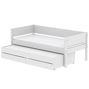 Kinderbett 90x200cm Ausziehbett-2 Schubladen WHITE Flexa weiß