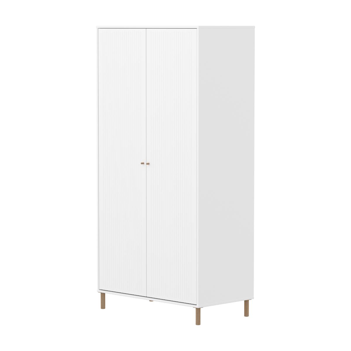 Kinderschrank 2 Türen Rillen mit Fuß SAGA FLEXA weiß Eiche