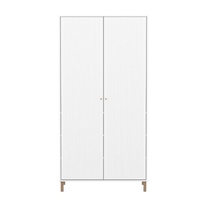 Kinderschrank 2 Türen Rillen mit Fuß SAGA FLEXA weiß Eiche