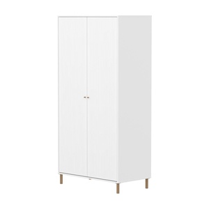 Kinderschrank 2 Türen Rillen mit Fuß SAGA FLEXA weiß Eiche